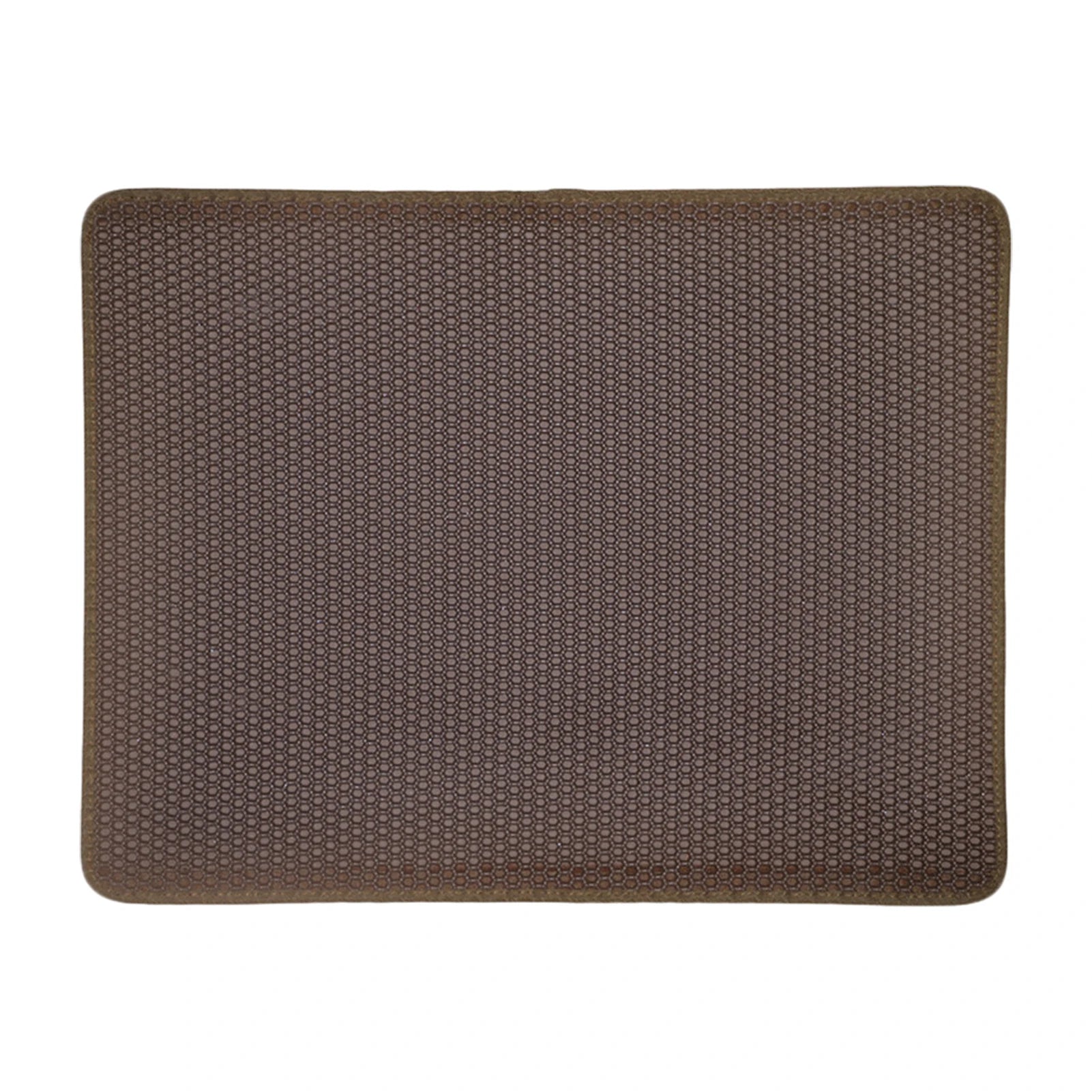 Brown cat litter trapping mat with honeycomb design displayed on a white background.
