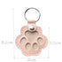 Light pink pet hair memorial keepsake keyring with its measurements displayed on a whitebackground.
