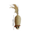 Sisal mouse toy for cats displayed with its measurements on a white background.