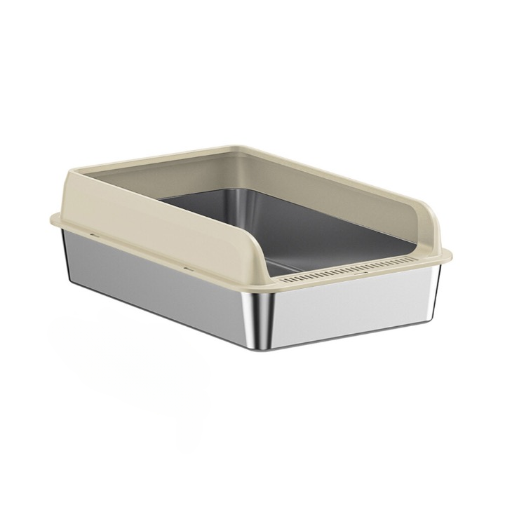 Premium enclosed stainless steel cat litter box displayed on a white background.