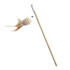 Interactive cat wand toy with wooden handle and feather ball attachment - teaser playing stick for cats