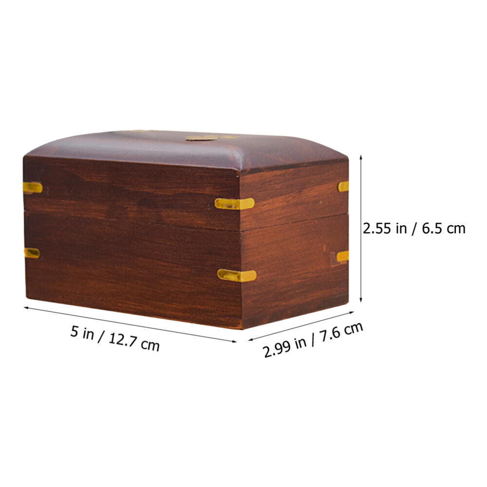 Handmade timber pet cremation box displayed with its measurements on a white background.