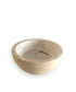 Bottom part of a travertine incense burner displayed on a white background.