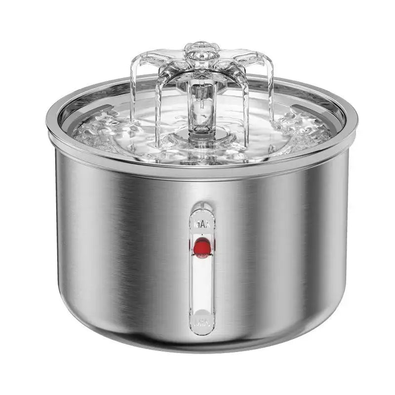 2L stainless steel  cat water fountain with a flower shaped nozzle