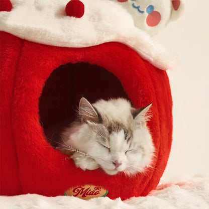 Strawberry Cupcake Cat Cave Bed