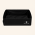 Black portable foldable cat litter box displayed on a white background.
