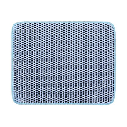 Blue honeycomb designed  cat litter mat displayed on a white background.