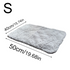 Grey self-warming cat bed in small size displayed with dimensions. 