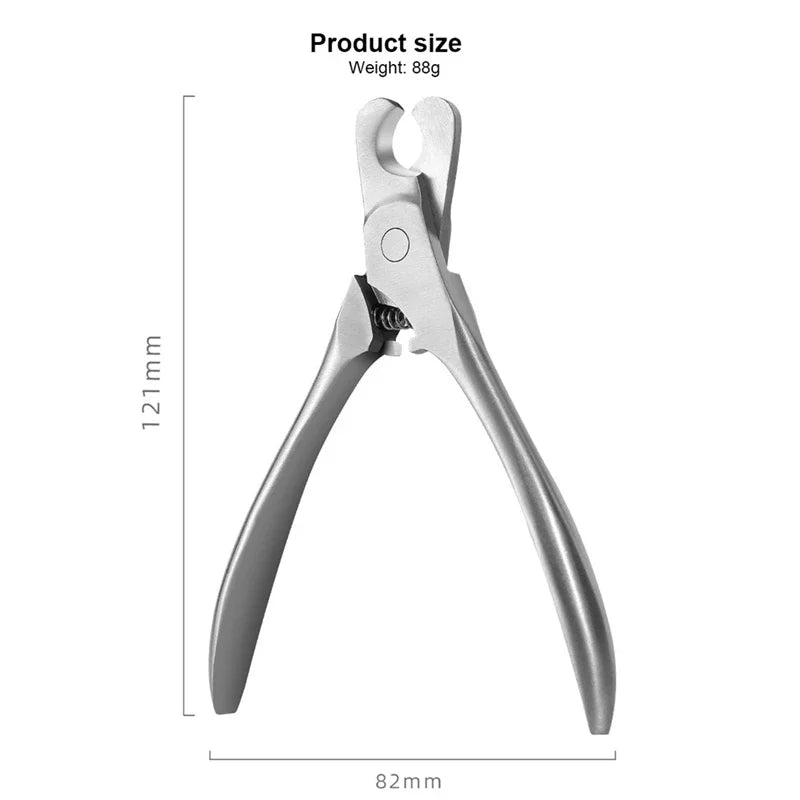 Stainless steel cat nail trimmer with safety guard, displayed with product&
