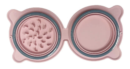 Pink pet bowl  displayed on a white background