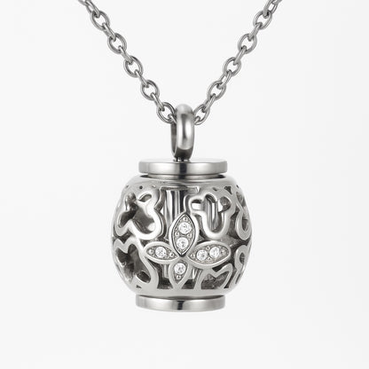Silver urn jewellery for pet ashes; pet memorial keepsake to keep your beloved pet close to your heart.