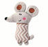 Plush toy mouse with a patterned sweater on a white background