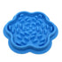 Blue silicone pet slow feeder displayed on a white backround.