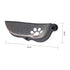 Window bed for cats made with grey felt shown with measurements on a white backrgound.